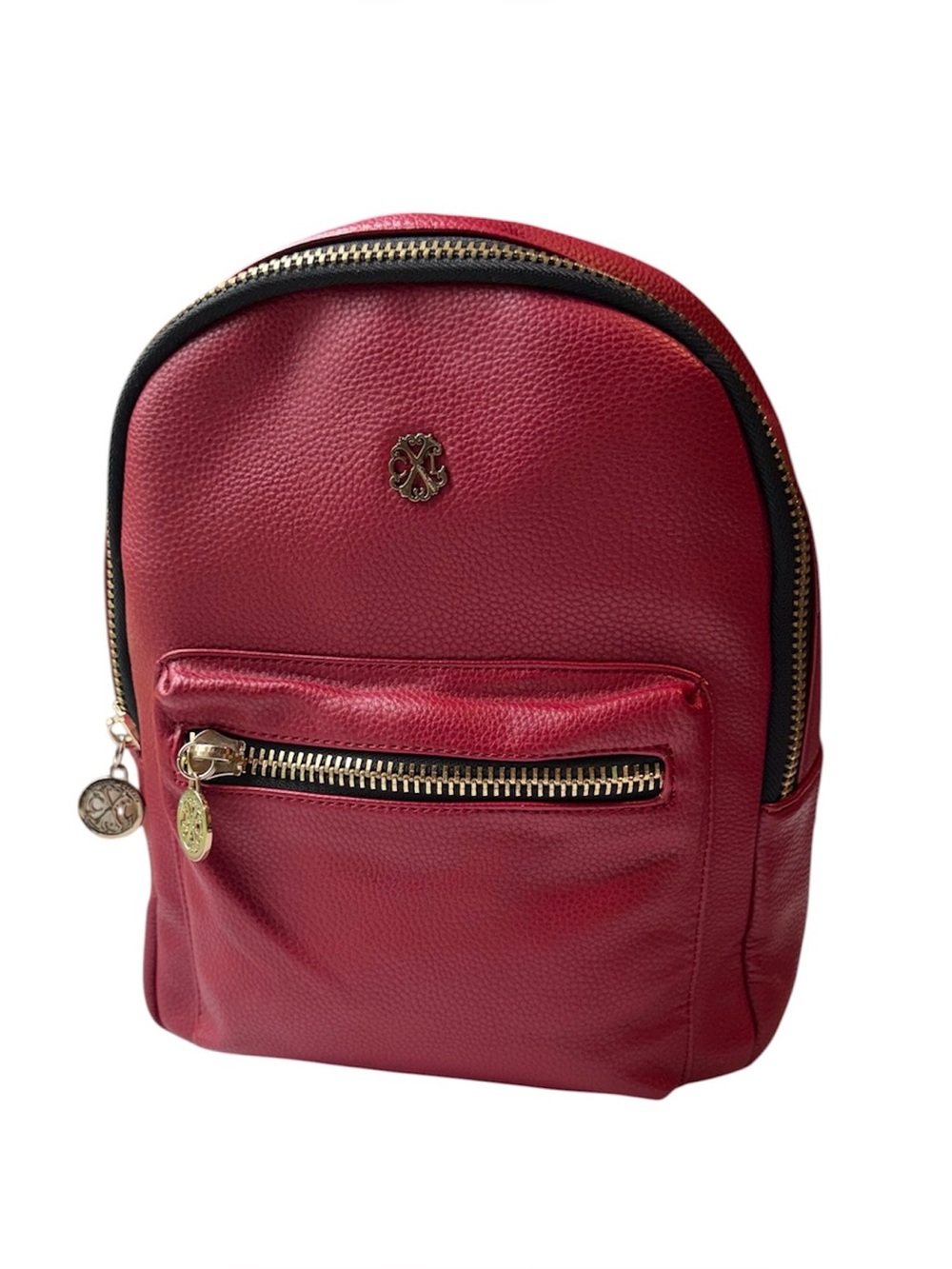 Christian Lacroix Red Faux Pebbled Leather Backpack Handbag